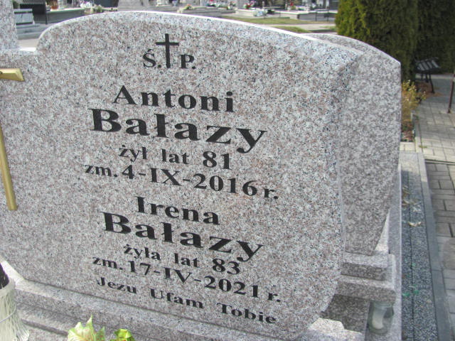 Irena BAŁAZY 1937 Łomża - Grobonet - Wyszukiwarka osób pochowanych